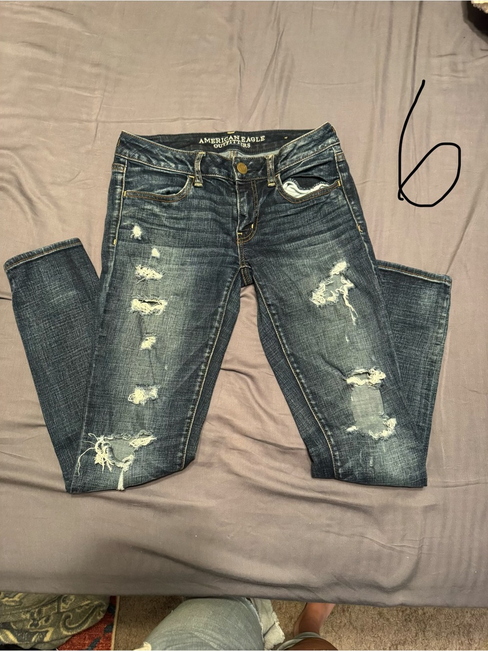 MULTIPLE American Eagle Outfitters Distressed Dark Blue Skinny Jeans LOT